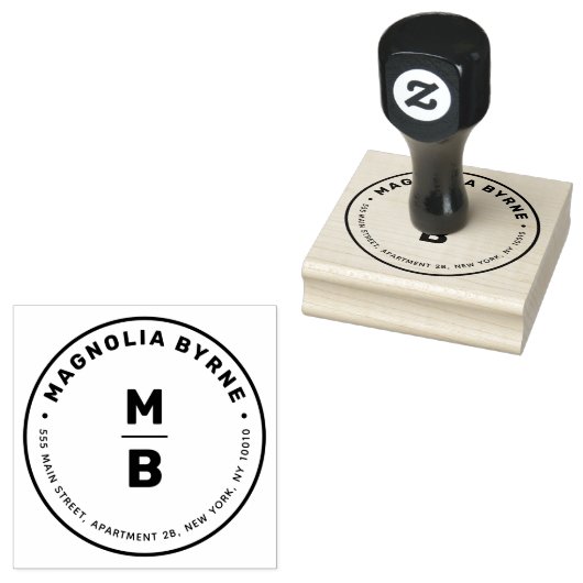 Cirkelmonogram Adres Rubberstempel (Gestempeld)