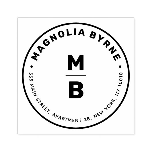 Cirkelmonogram Adres Rubberstempel (Afrduk)