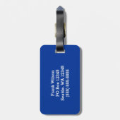 Cirkelmonogram blauw en wit bagagelabel (Achterkant verticaal)