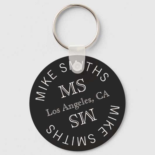 cirkelmonogram , een stijlvol zwart sleutelhanger (Voorkant)