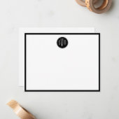 Cirkelmonogram gepersonaliseerd notitiekaartje (Voorkant / Achterkant in situ)