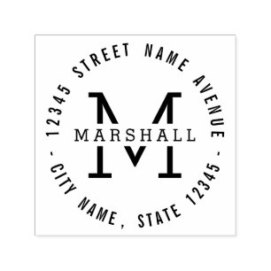 Cirkelmonogram Gepersonaliseerde rubberen stempel