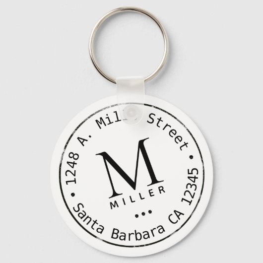 cirkelmonogram initiaal & naam wit sleutelhanger (Achterkant)