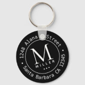 cirkelmonogram initiaal & naam zwarte sleutelhange sleutelhanger (Achterkant)