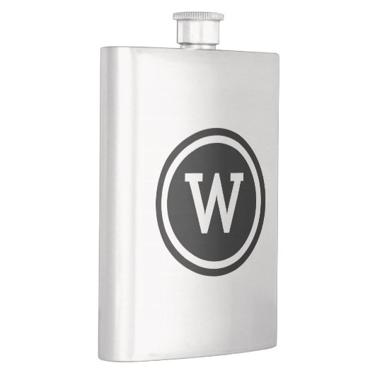 Cirkelmonogram met zwarte rand heupfles (Rechts)