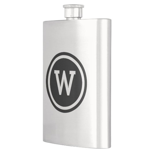 Cirkelmonogram met zwarte rand heupfles (Links)