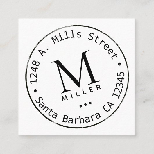 Cirkelmonogram Vierkante Visitekaartje (Voorkant)