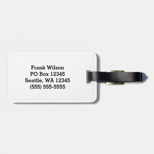 Cirkelmonogram wit en zwart bagagelabel (Achterkant horizontaal)