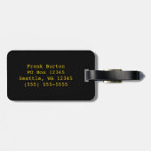 Cirkelmonogram zwart en goudolie-effect bagagelabel (Achterkant horizontaal)