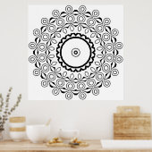 Cirkelmotief Mandala met omloopvormige ovale vorme Poster (Keuken)