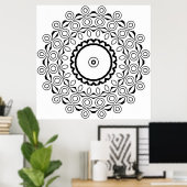 Cirkelmotief Mandala met omloopvormige ovale vorme Poster (Thuiskantoor)
