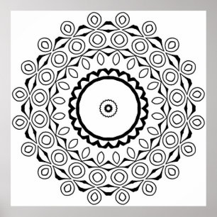 Cirkelmotief Mandala met omloopvormige ovale vorme Poster