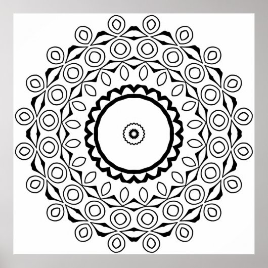 Cirkelmotief Mandala met omloopvormige ovale vorme Poster (Voorkant)