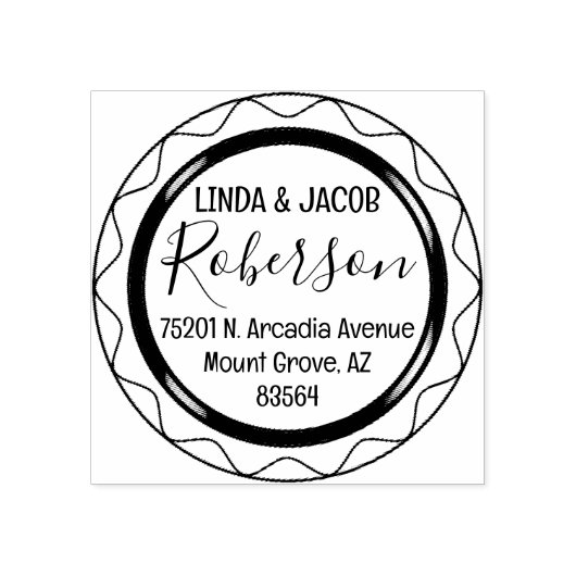 Cirkelpaar retouradres rubberstempel (Afrduk)