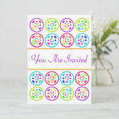 cirkelpatronen voor limoen, turkooizen, lila en ro kaart (Staand voorkant)