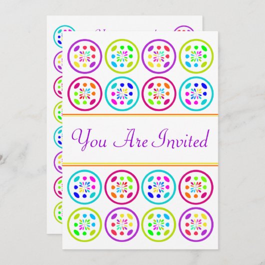 cirkelpatronen voor limoen, turkooizen, lila en ro kaart (Voorkant / Achterkant)