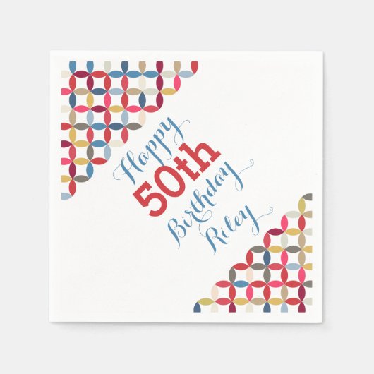 Cirkelpatroon 50e verjaardag papieren servetten (Voorkant)