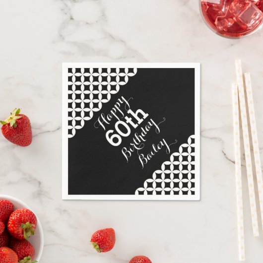 Cirkelpatroon 60e verjaardag papieren servetten (Insitu)