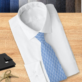 Cirkelpatroon Geometrisch Koel Middenblauw Witte W Stropdas