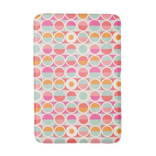 Cirkelpatroon Hot Pink Retro Badmat (Voorkant Verticaal)