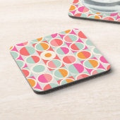Cirkelpatroon Hot Pink Retro Bier Onderzetter (Linkerzijde)