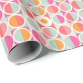 Cirkelpatroon Hot Pink Retro Cadeaupapier (Rol Hoek)