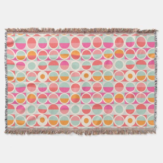 Cirkelpatroon Hot Pink Retro Deken (Voorkant)