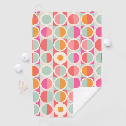 Cirkelpatroon Hot Pink Retro Golfhanddoek (Insitu)