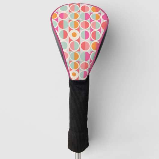 Cirkelpatroon Hot Pink Retro Golfheadcover (Voorkant)