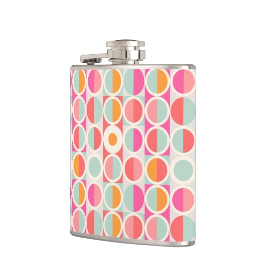 Cirkelpatroon Hot Pink Retro Heupfles (Links)