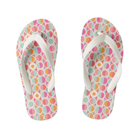 Cirkelpatroon Hot Pink Retro Kinder Teenslippers (Voetbed)