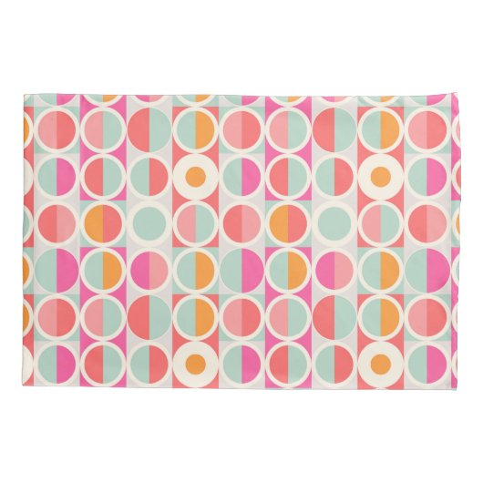 Cirkelpatroon Hot Pink Retro Kussensloop (Achterkant-Links)