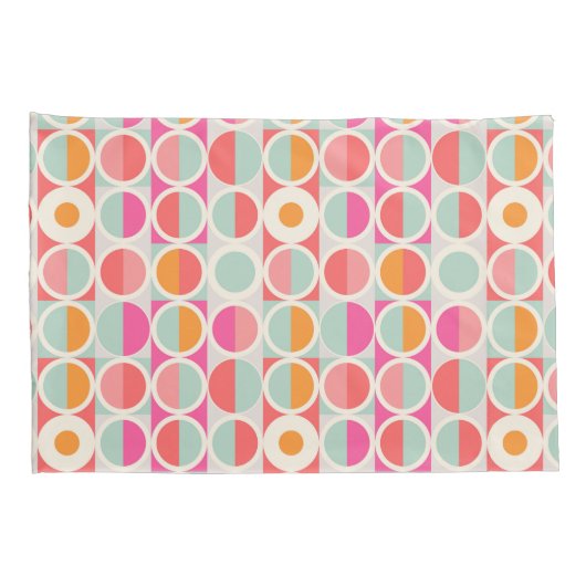 Cirkelpatroon Hot Pink Retro Kussensloop (Achterkant-Rechts)