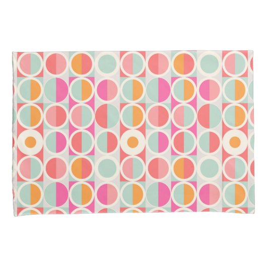 Cirkelpatroon Hot Pink Retro Kussensloop (Voorkant-Rechts)