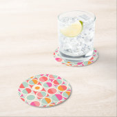 Cirkelpatroon Hot Pink Retro Ronde Kartonnen Onderzetter (Insitu)