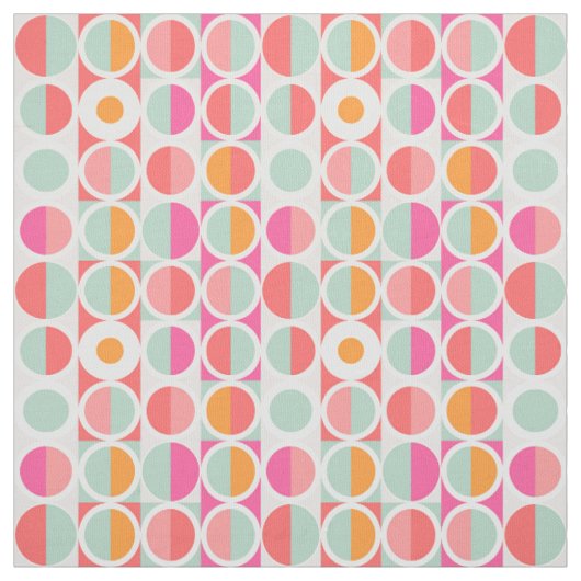 Cirkelpatroon Hot Pink Retro Stof (Swatch)