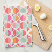 Cirkelpatroon Hot Pink Retro Theedoek (Quarter Fold)