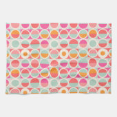 Cirkelpatroon Hot Pink Retro Theedoek (Horizontaal)