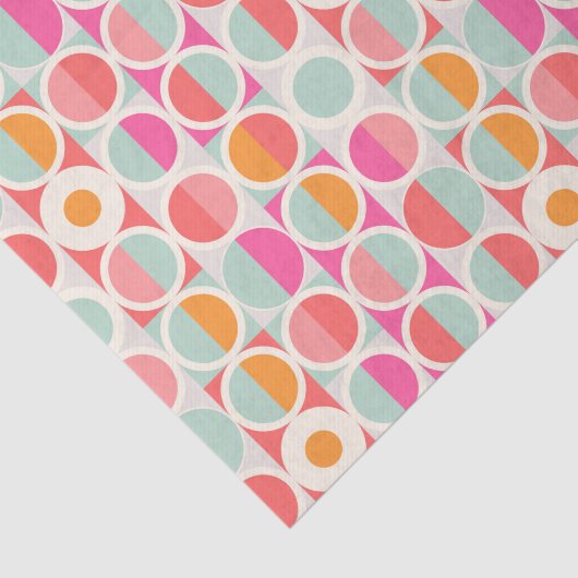 Cirkelpatroon Hot Pink Retro Tissuepapier (Detail)
