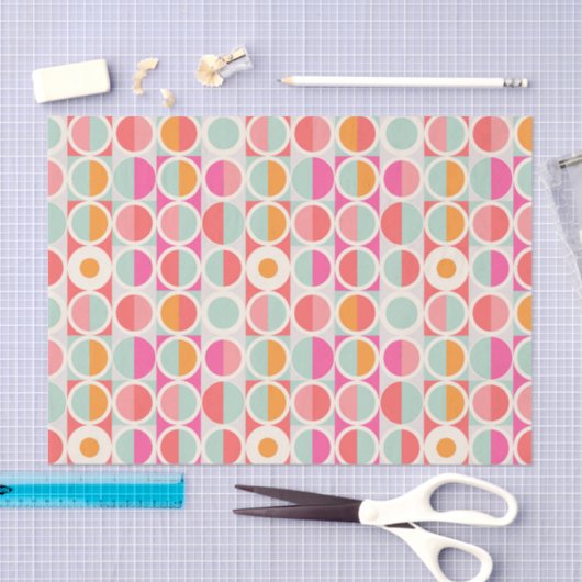 Cirkelpatroon Hot Pink Retro Tissuepapier (Craft)