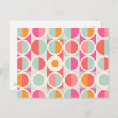 Cirkelpatroon Hot-roze retro Feestdagenkaart (Voorkant / Achterkant)