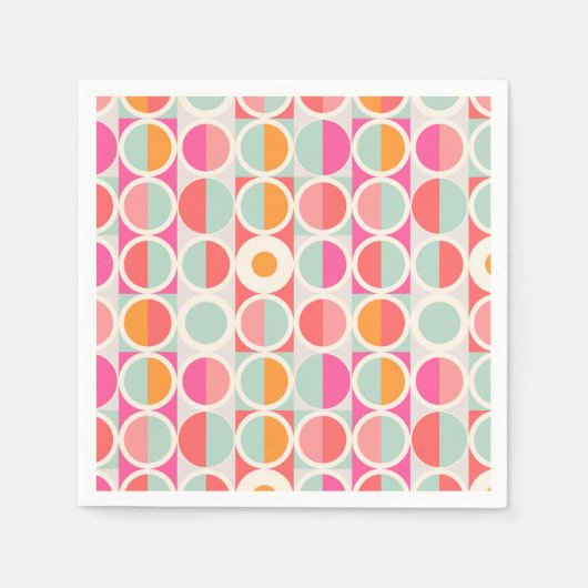 Cirkelpatroon Hot-roze retro Servet (Voorkant)