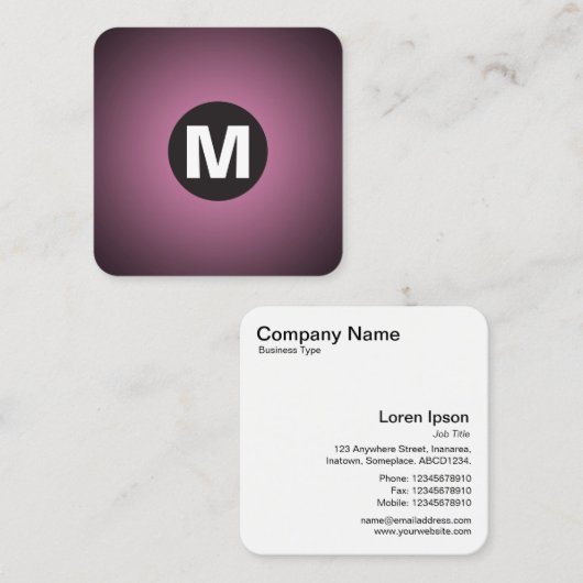 Cirkelpot Monogram - Gradiënt - Roze naar zwart Vierkante Visitekaartje (Voorkant / Achterkant)