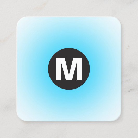 Cirkelpot Monogram - Gradiënt - Sky Blue en Wt Vierkante Visitekaartje (Voorkant)
