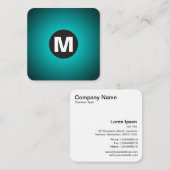 Cirkelpotmonogram - Verloop - Cyaan naar zwart Vierkante Visitekaartje (Voorkant / Achterkant)