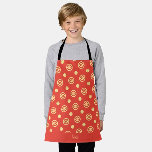 Cirkels Beige Perzik Minimaal Patroon Schort (Gedragen)