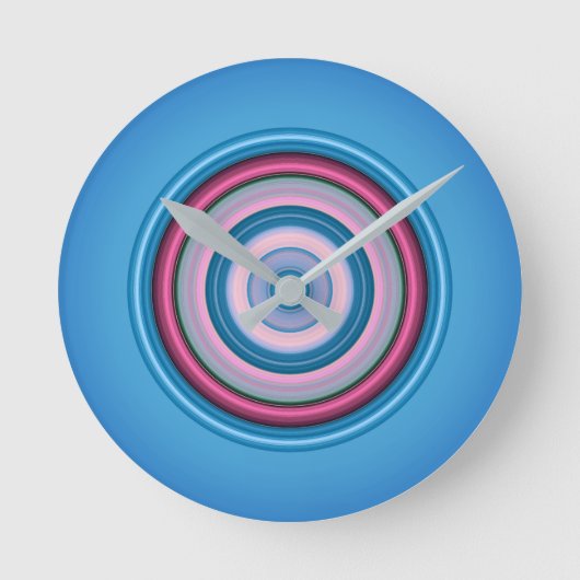 Cirkels - Blauw roze Ronde Klok (Voorkant)