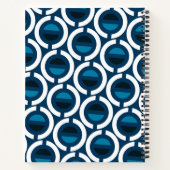 Cirkels blauw wit minimaal patroon notitieboek (Achterkant)