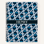 Cirkels blauw wit minimaal patroon notitieboek (Voorkant)