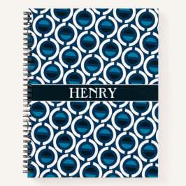 Cirkels blauw wit minimaal patroon notitieboek